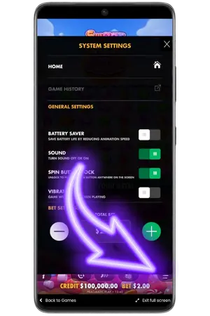 To change the settings, go to the menu Sugar Rush Super Scatter